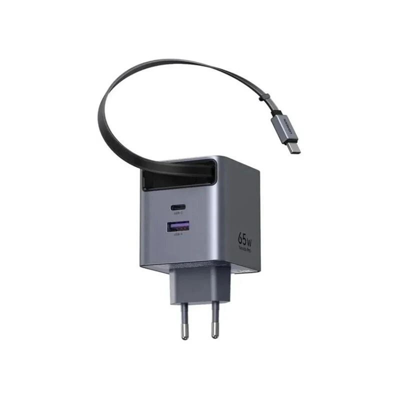 Ugreen 65W GaN Fast Charger With Retractable Cable 65825 Grey