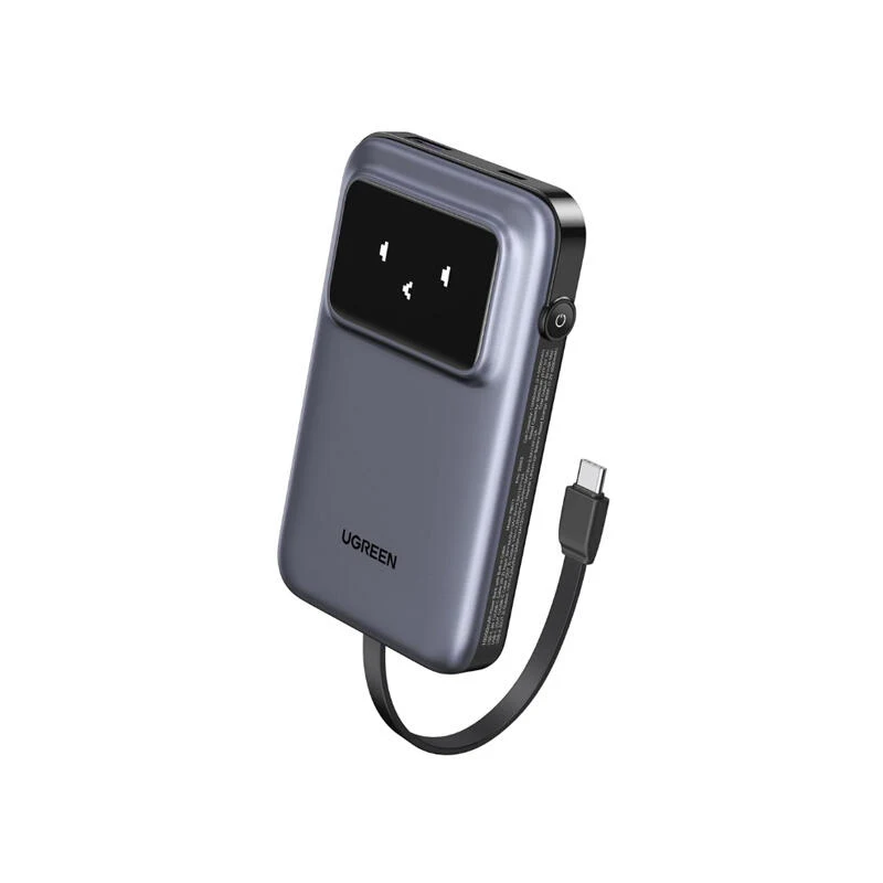 Ugreen Uno 10000mAh USB Type-C Power Bank With Built In Cable 35603B Grey