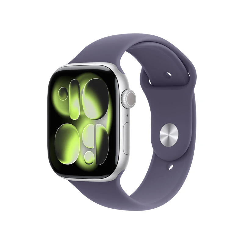 Apple Watch Series 11 GPS 46mm Silver Aluminium Case With Purple Fog Sport Band MEV94 S/M
