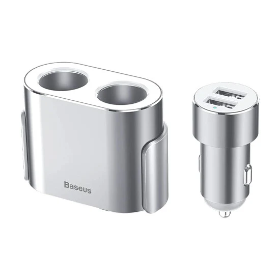 Baseus High Efficiency One To Two Cigarette Lighter CRDYQ-0S Silver