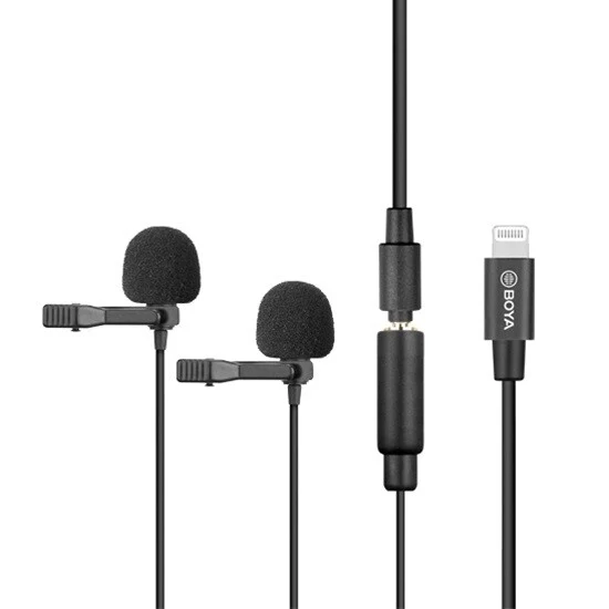BOYA BY-M2D Digital Dual Lavalier Microphones for iOS devices Black