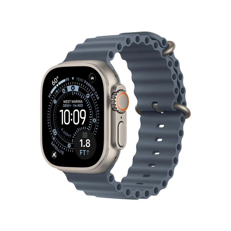 Apple Watch Ultra 3 49mm Natural Titanium Case With Anchor Blue Ocean Band MEWH4