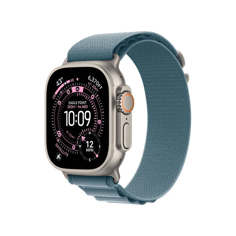 Apple Watch Ultra 3 49mm Natural Titanium Case With Light Blue Alpine Loop MEWK4 S