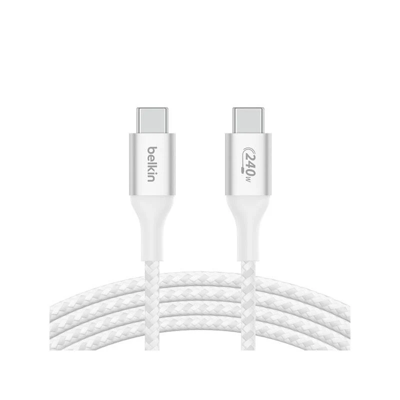 Belkin 240W Braided C-C CABLE 2M CAB015bt2MWH White