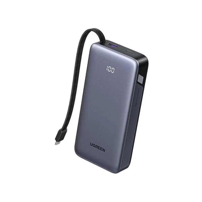 Ugreen 20000mAh Type-C USB Power Bank With Built-in Cable 55988B Grey