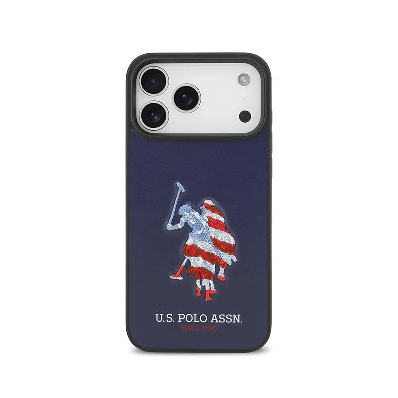 Uspa Hc Pu Smooth Embroidered Usa Flag Big Dh Iphone 17 Pro Max USHCP17XPUSV Navy