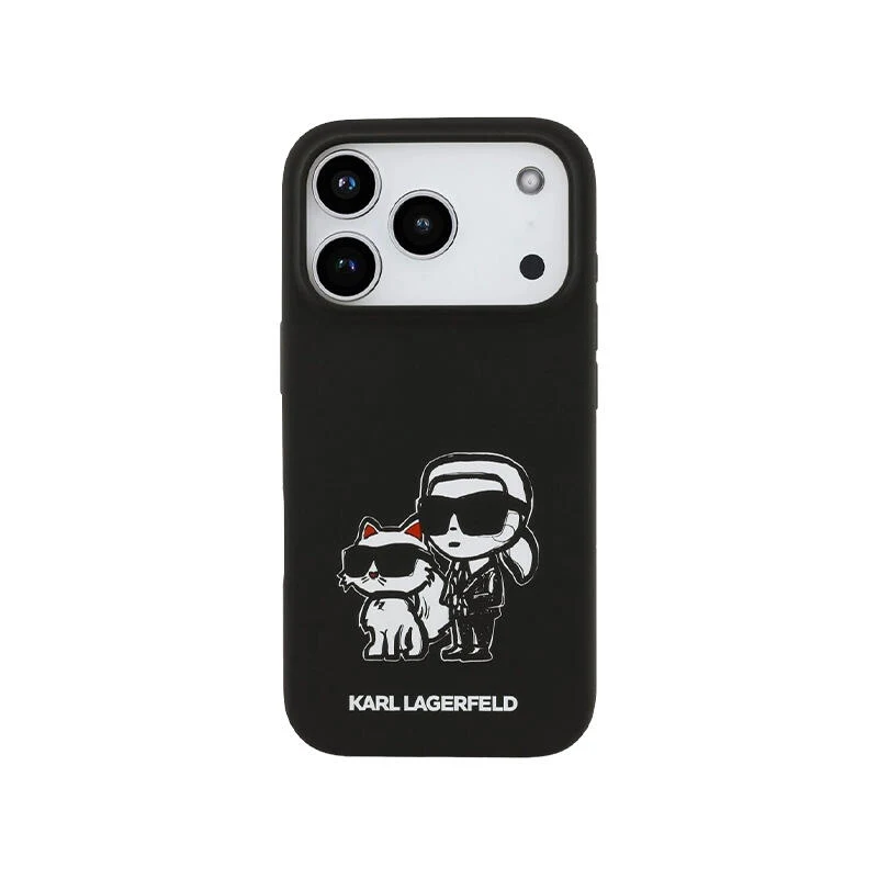 Karl Lagerfeld Hc Magsafe Silicone W/ K&C Sketch Logo  Iphone 17 Pro KLHMP17LSKCGRGOK Black