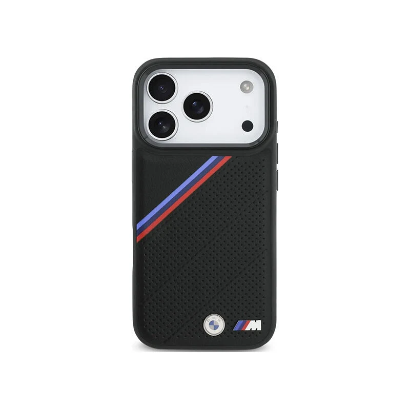 BMW HC M Magsafe PU Tricolor Metal Logo Iphone 17 Pro BMHMP17L25PCSPEK Black
