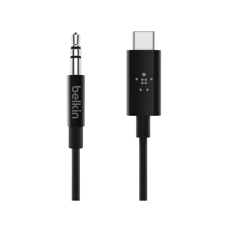Belkin RockStar 3.5mm Audio Cable With USB-C Connector F7U079bt03-BLK Black