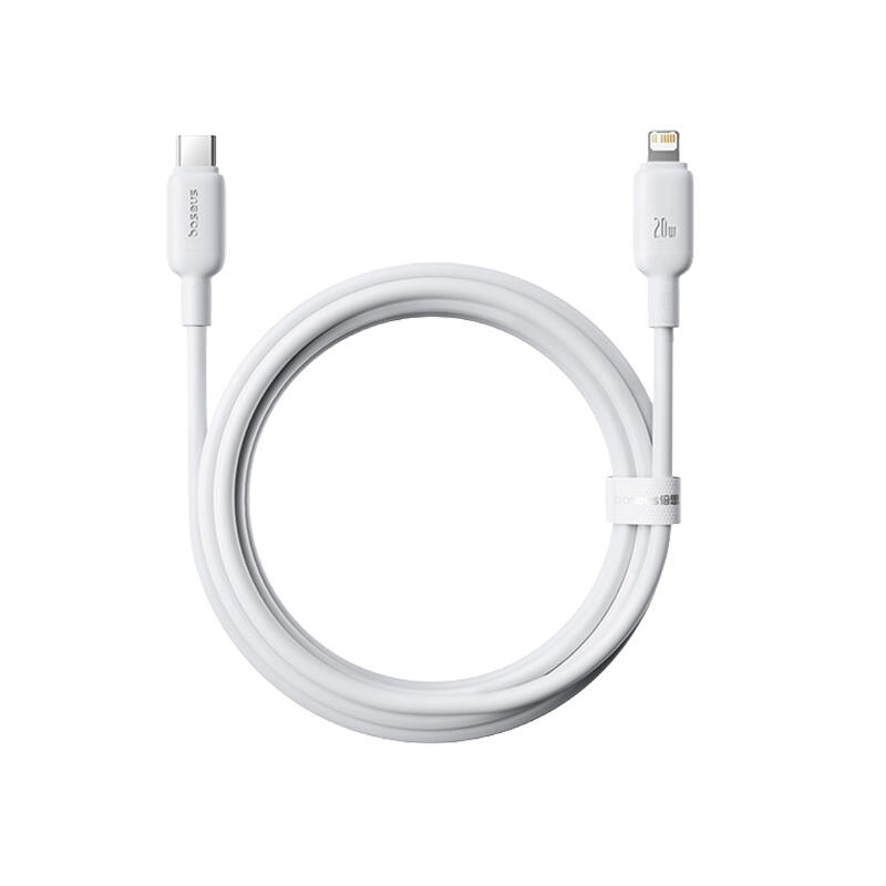 Baseus Foamed Silicone Fast Charging Data Cable USB-C to Lightning 20W 2m E0426A05 Moon White