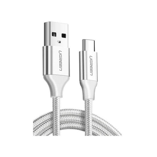Ugreen USB-A 2.0 to USB-C Cable Nickel Plating Aluminum Braid 2m 60133 White