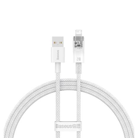 Baseus Explorer Series Fast Charging Cable Smart Temp Control USB to iP 2.4A 1m CATS010002 White