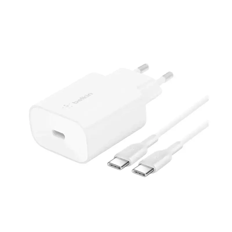 Belkin USB-C Wall Charger 25W + 1M USB-C to USB-C Cable WCA004vf1MWH-B6 White