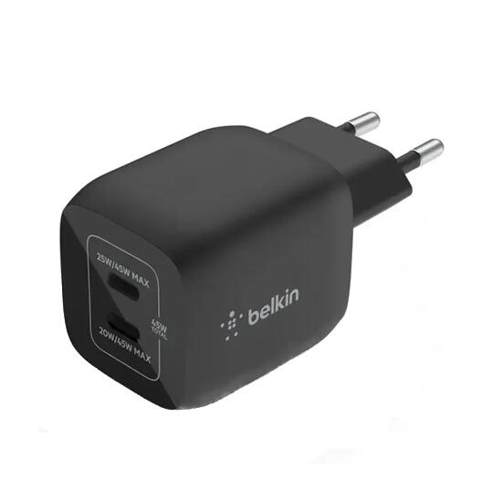 Belkin 45W Dual USB-C GaN Wall CHarger With PPS Black