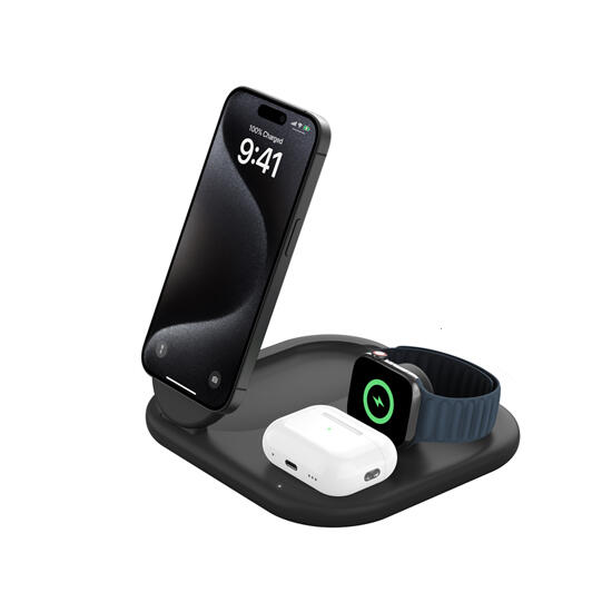 Belkin 3-in-1 15W Magnetic Wireless Charging Stand with QI2 WIZ029VFBK Black