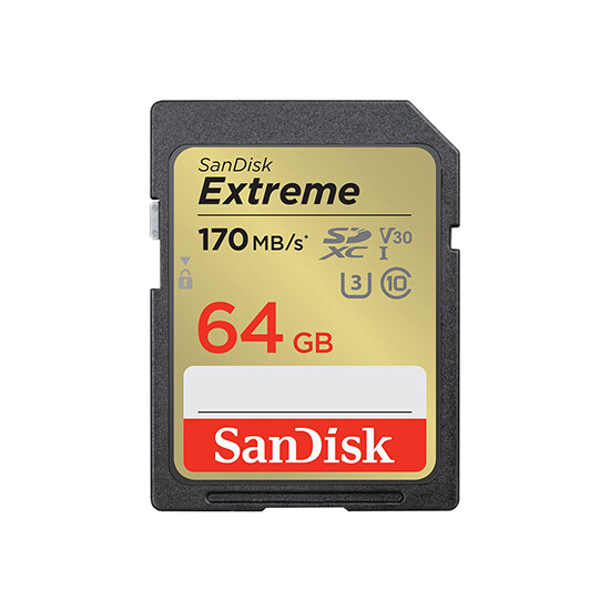 SanDisk 64GB Extreme SD/XC UHS-I Card 170MB/S V30/4K Class 10 SDSDXV2-064G-GNCIN