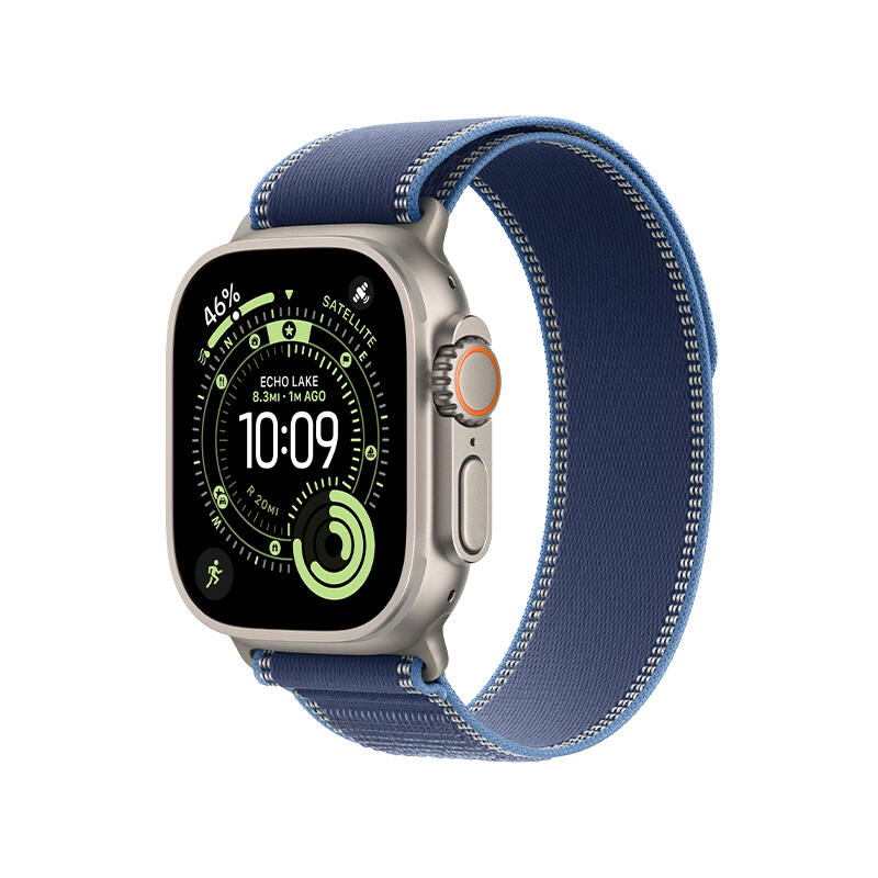 Apple Watch Ultra 3 49mm Natural Titanium Case With Bright Blue Trail Loop MEWU4 M/L