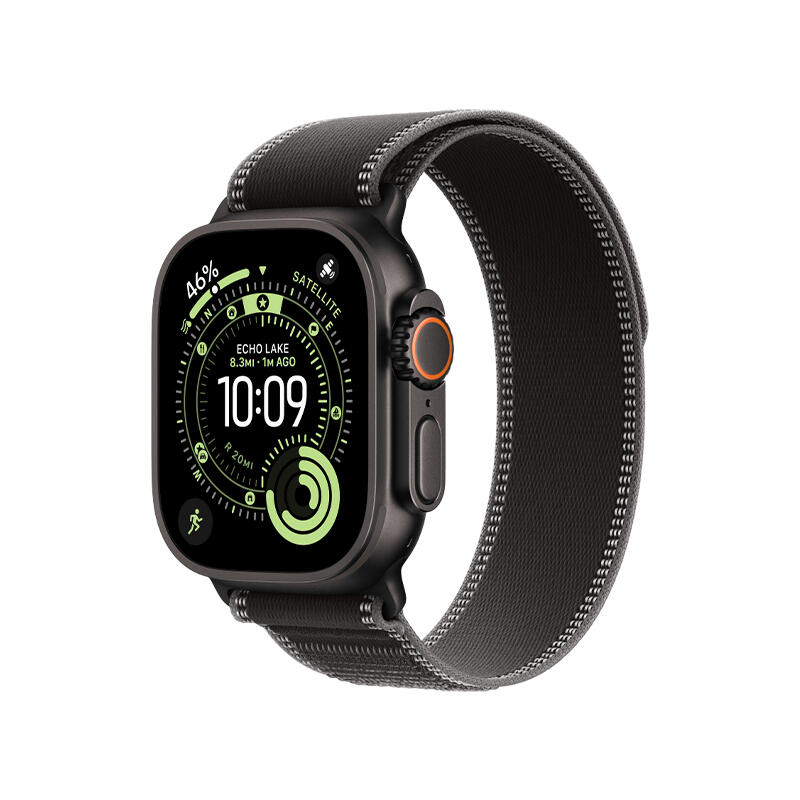 Apple Watch Ultra 3 49mm Black Titanium Case With Black/Charcoal Trail Loop MF1D4 S/M