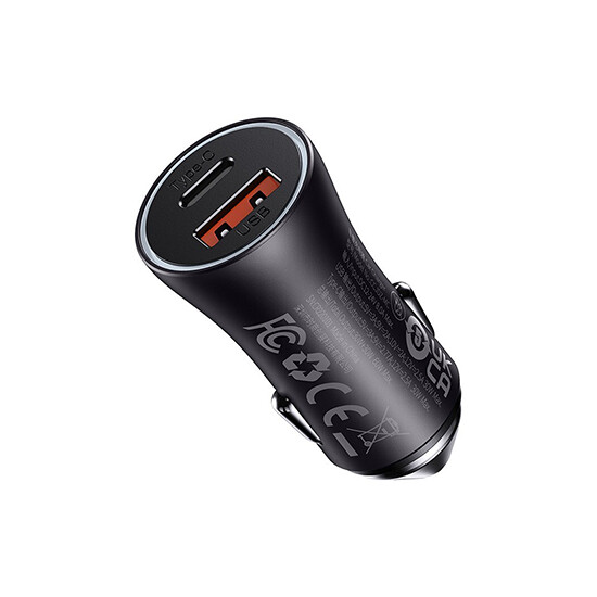 Baseus Golden Contactor Max Dual Fast Charger Car Charger USB/Type-C 60W CGJM000113 Dark Grey