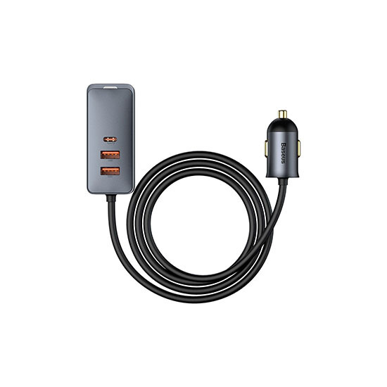 Baseus Share Together PPS Multi-port Fast Car Charger With Extension Cord 120W CCBT-A0G Grey