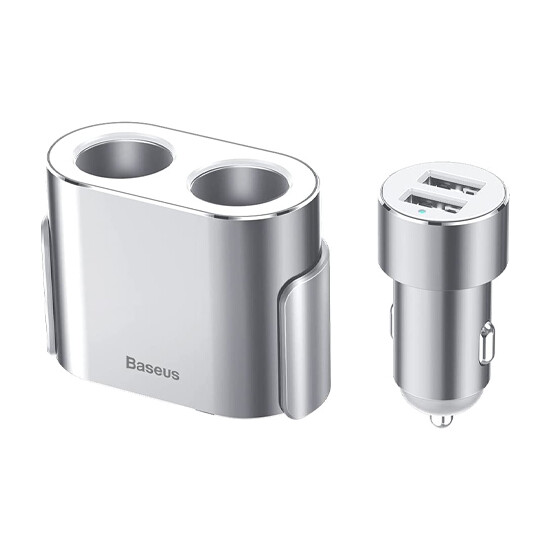 Baseus High Efficiency One To Two Cigarette Lighter CRDYQ-0S Silver