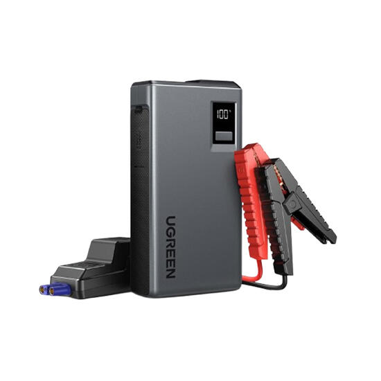 Ugreen 12000mAh USB-A Type-C Car Jump Starter Power Bank with Digital Screen and LED Light 35977 Grey