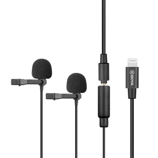 BOYA BY-M2D Digital Dual Lavalier Microphones for iOS devices Black