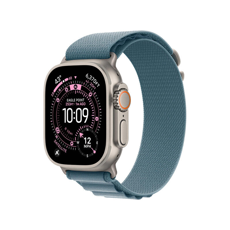 Apple Watch Ultra 3 49mm Natural Titanium Case With Light Blue Alpine Loop MEWP4 L